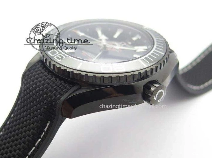 0705 ComfortFit Planet Ocean 45mm GMT DLC JHF Best Edition Black Dial On Rubber Strap A 8194